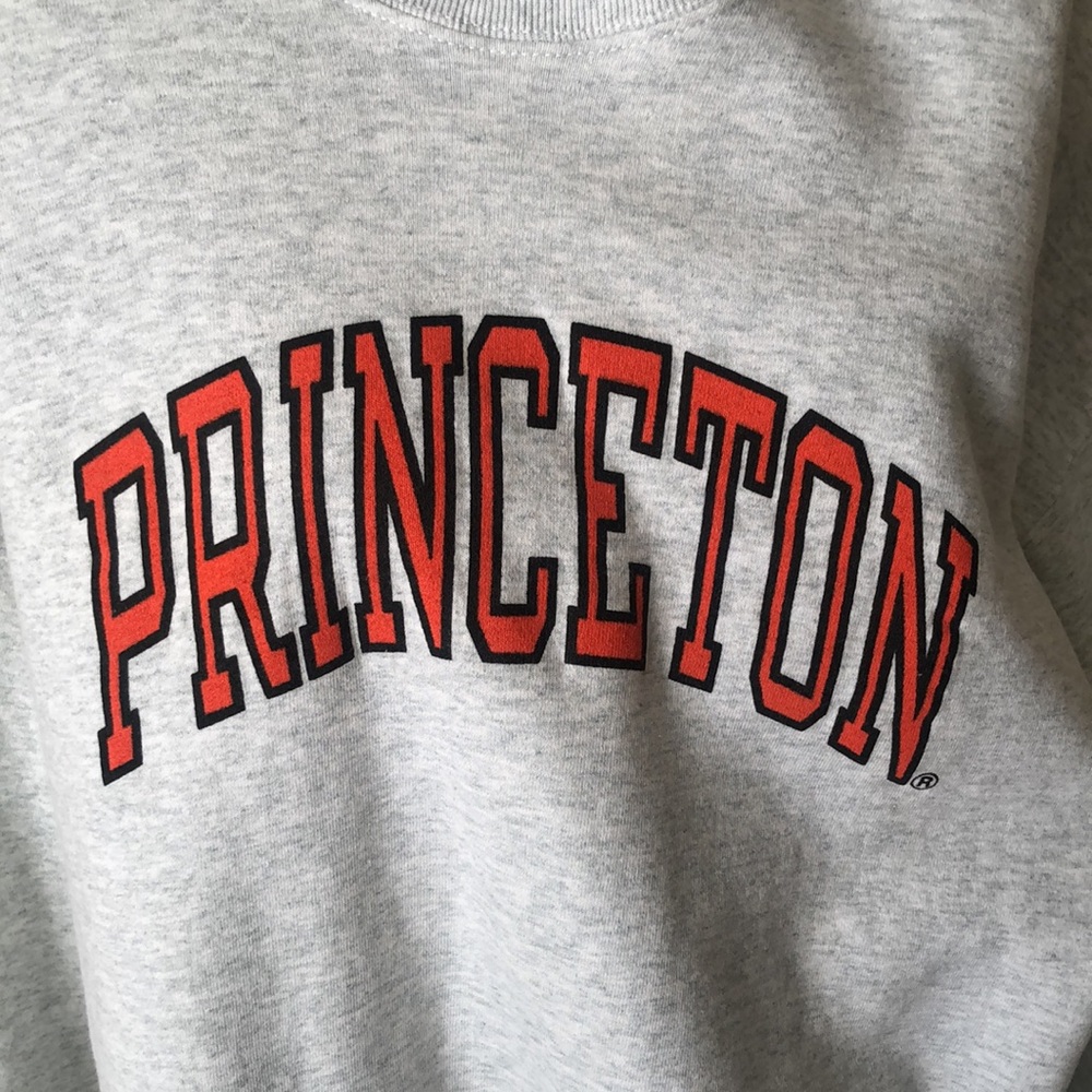 Princeton Crewneck Sweatshirt - Light Gray with Orange Lettering - Picture 2 of 4